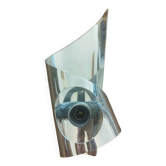 Vintage futuristic wall lamp in chrome sheet metal, space age 70s 80s.