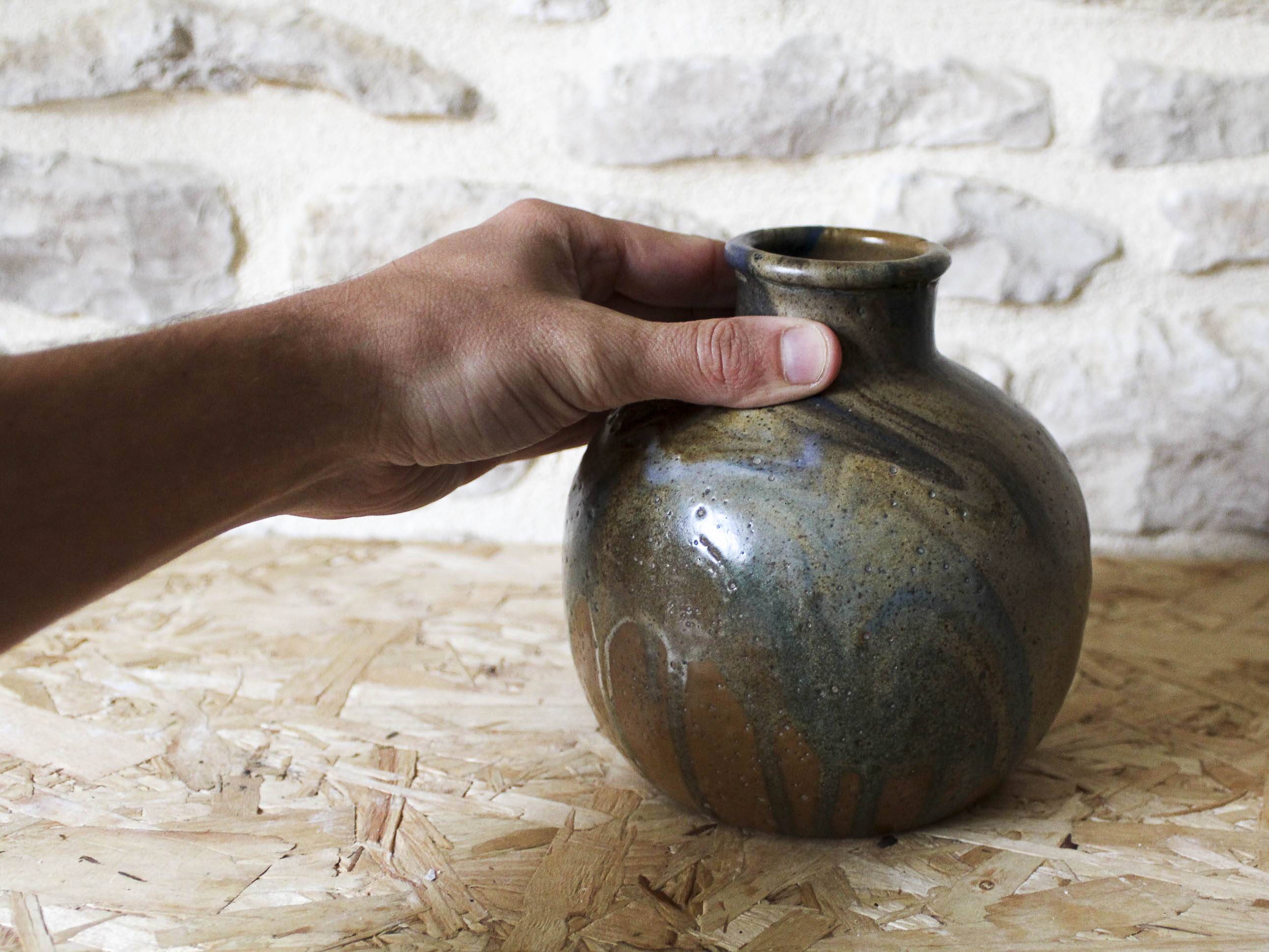 Leon Pointu enamelled stoneware vase - Puisaye