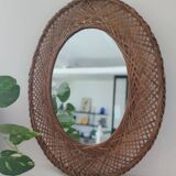 Oval mirror in woven wicker