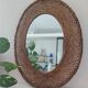 Oval mirror in woven wicker
