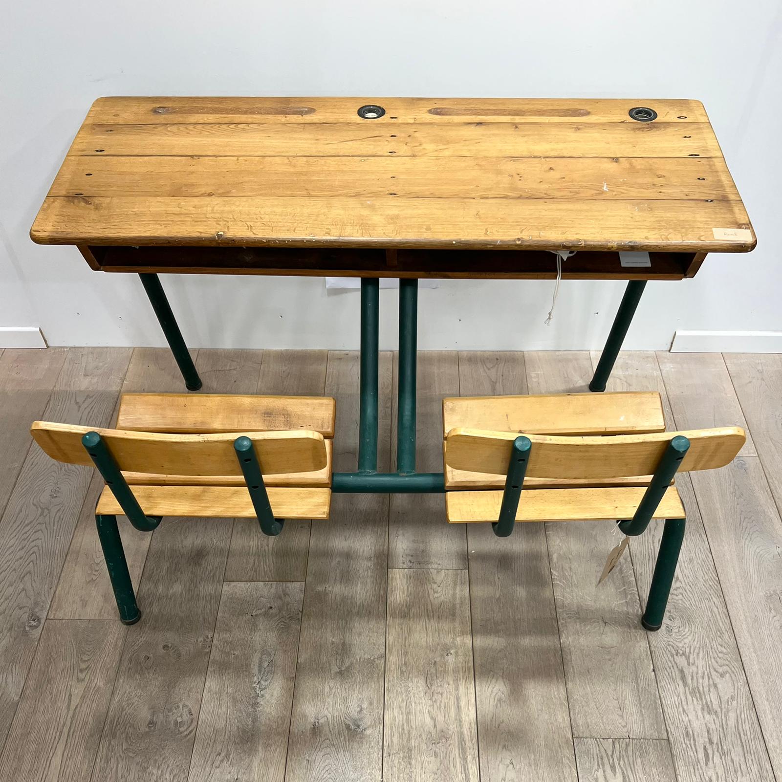 Old-fashioned double school desk