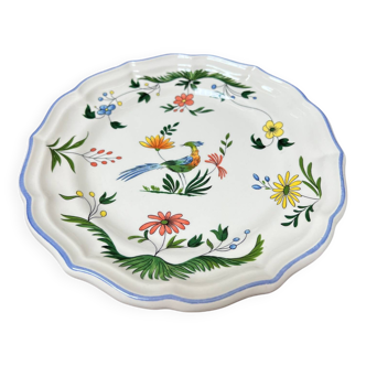 Gien earthenware dessert plate with bird of paradise motif