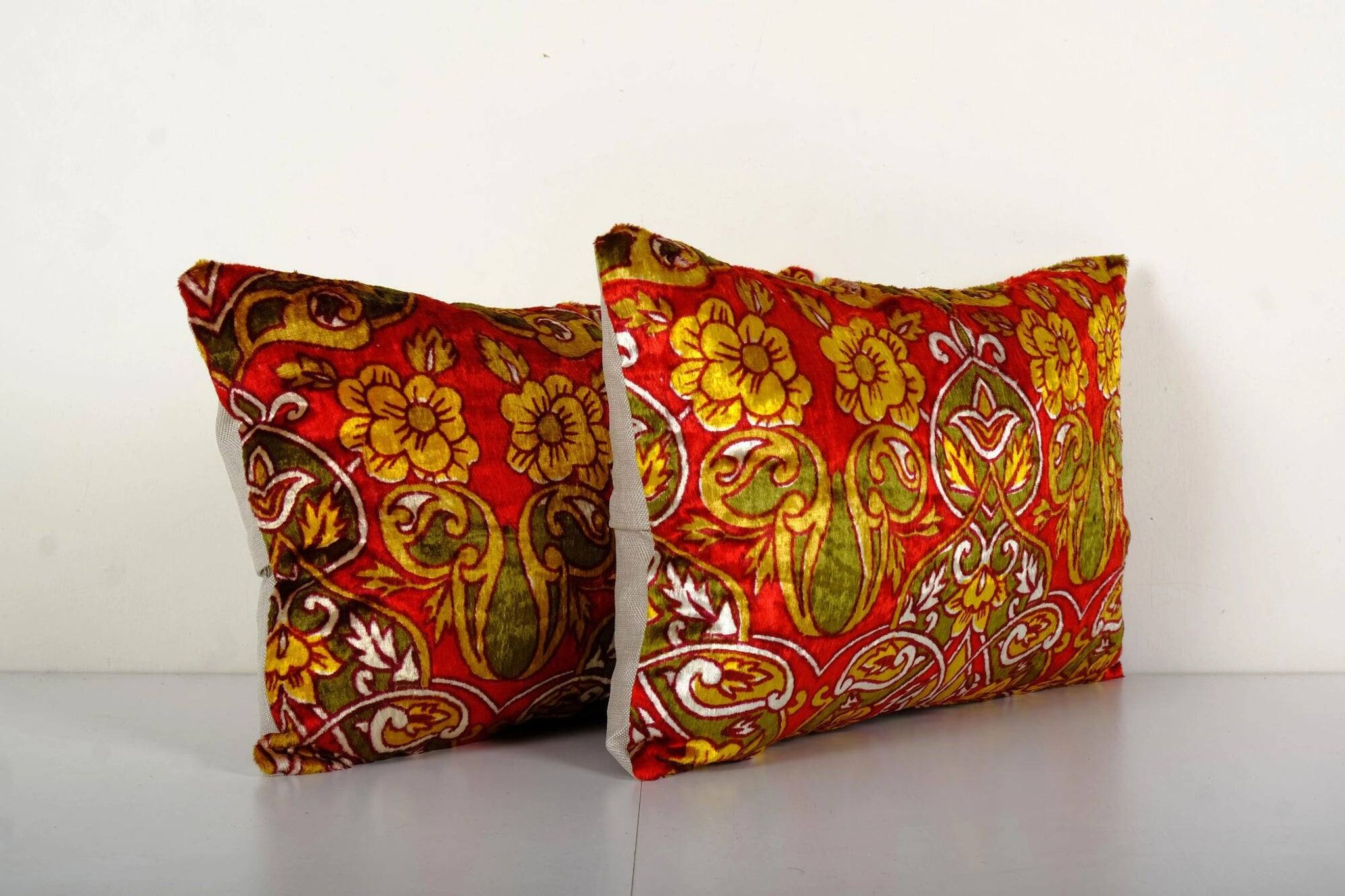 Lot de 2 housses de coussin velours vintage 56x33 cm