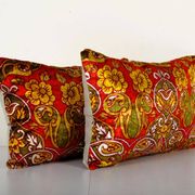 Lot de 2 housses de coussin velours vintage 56x33 cm