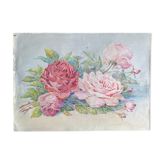 Watercolor painting B "Pier of roses" second half XX°
