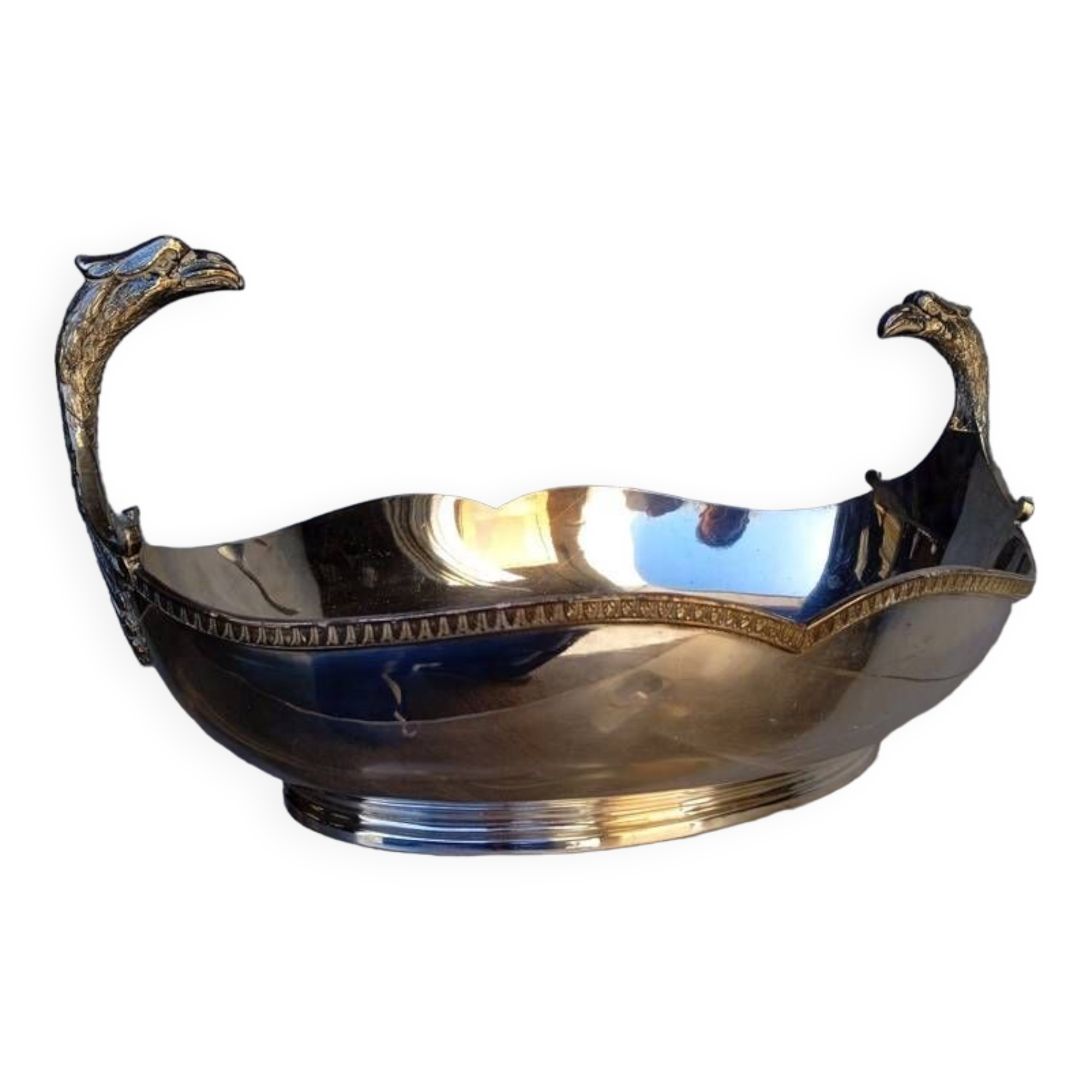 Phenix bowl on foot silver metal center table 1940