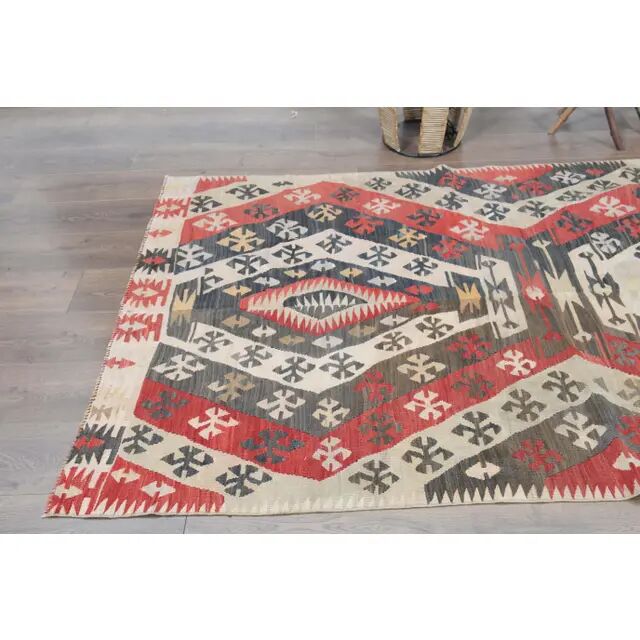 1970s Turkish Oushak Handmade Wool Cotton Red Kilim Runner Rug 130x400