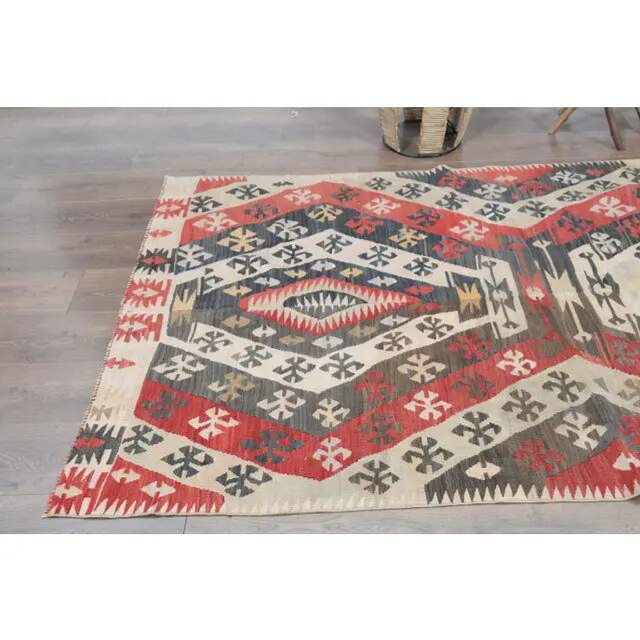 1970s Turkish Oushak Handmade Wool Cotton Red Kilim Runner Rug 130x400