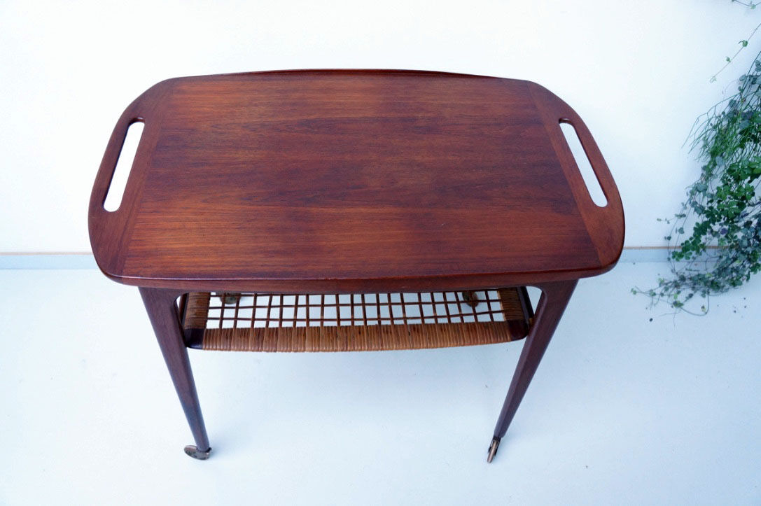 Vintage teak serving trolley Johannes Andersen 1960
