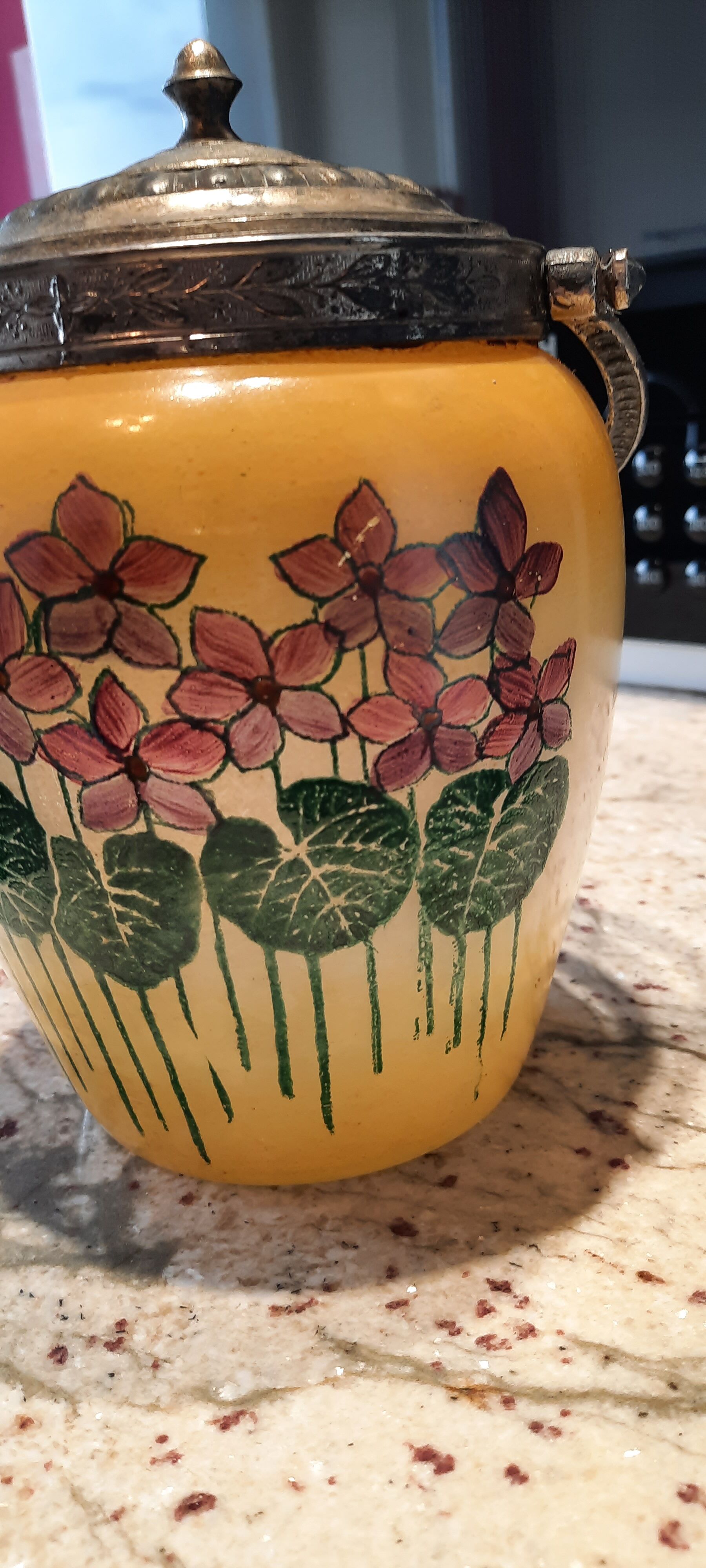 Art nouveau glass cookie jar