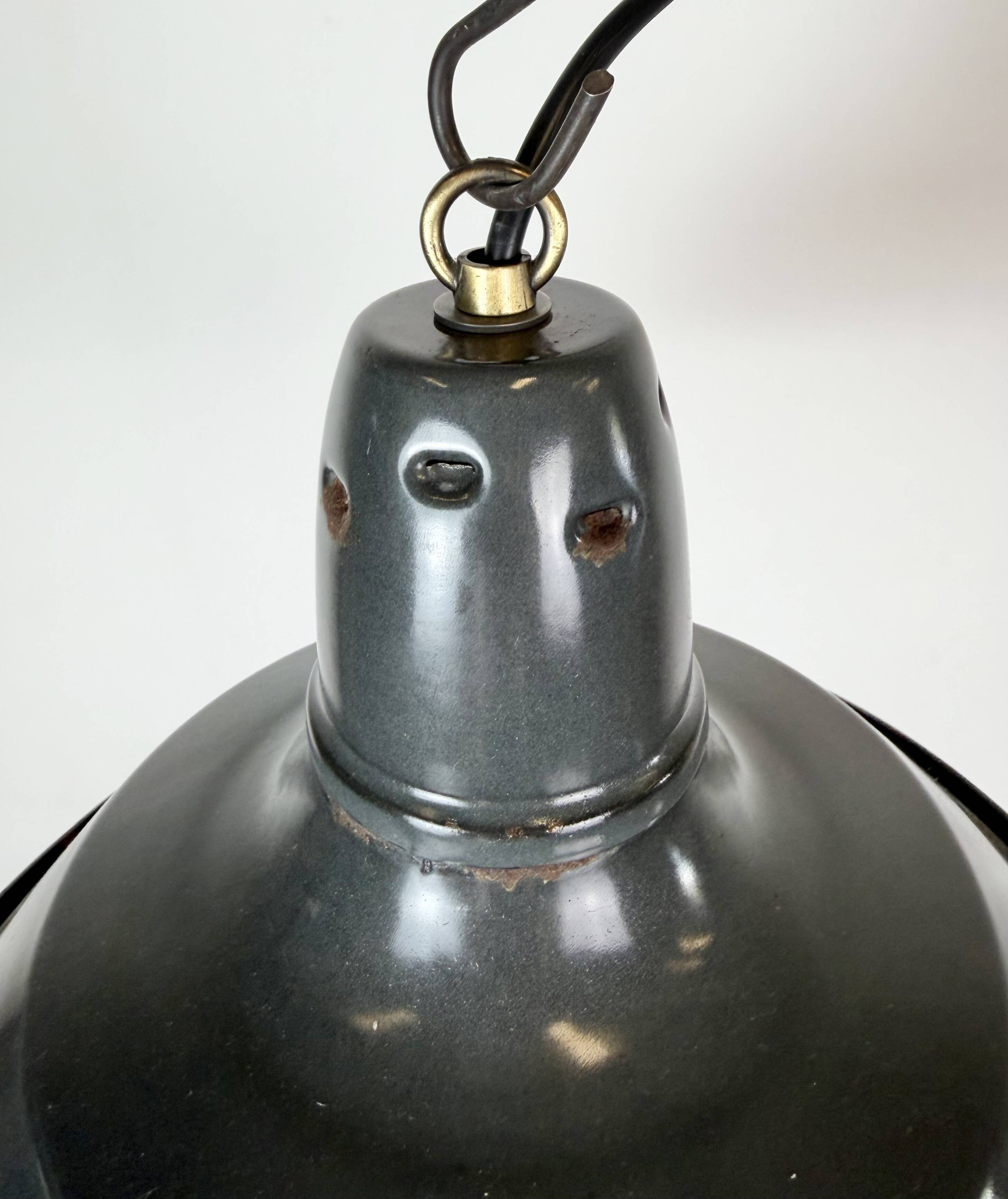 Industrial French Black Enamel Factory Pendant Lamp, 1960s