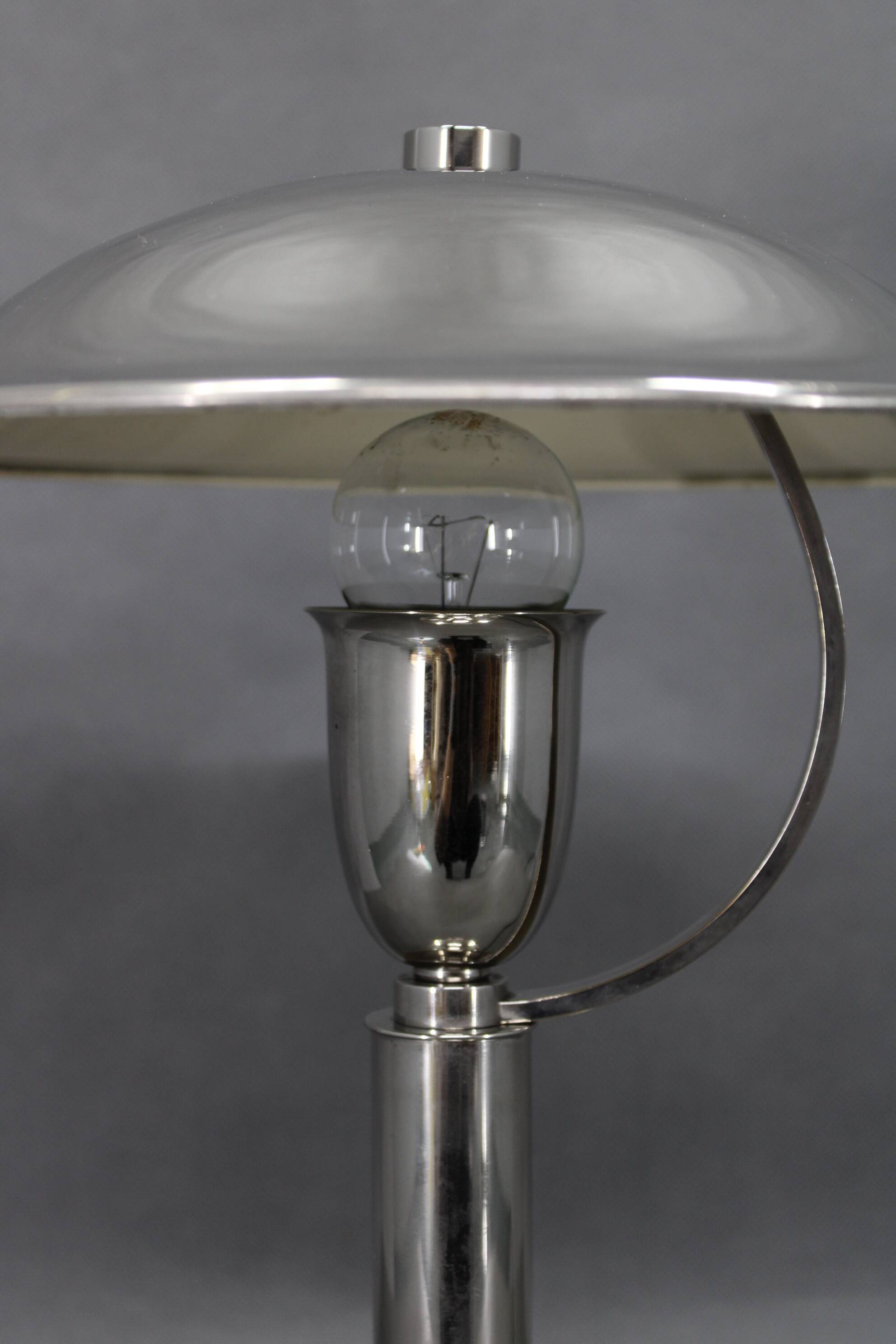 1930s Czech Art Deco nickel table lamp