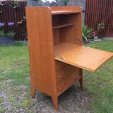 Vintage secretary in oak with compass base