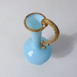 antique blue opaline and gilded brass vase Murano Italy
