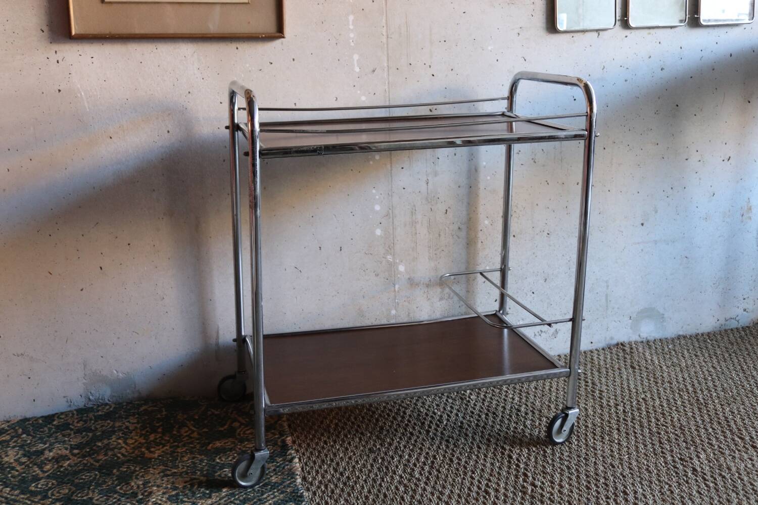 Vintage trolley Wood and chrome 70's
