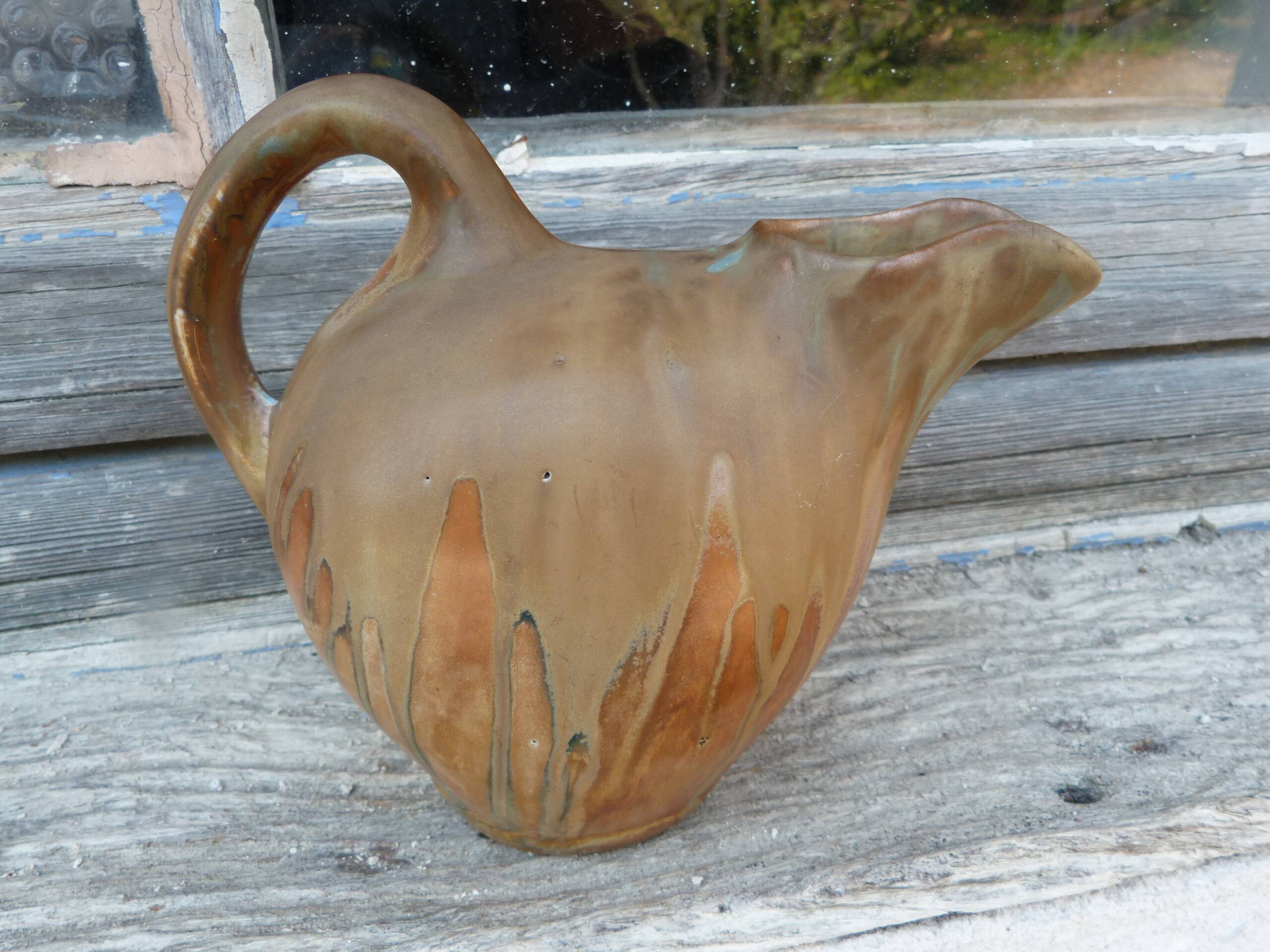 Small enamelled stoneware jug 1920 Art Deco signed Gilbert Métènier