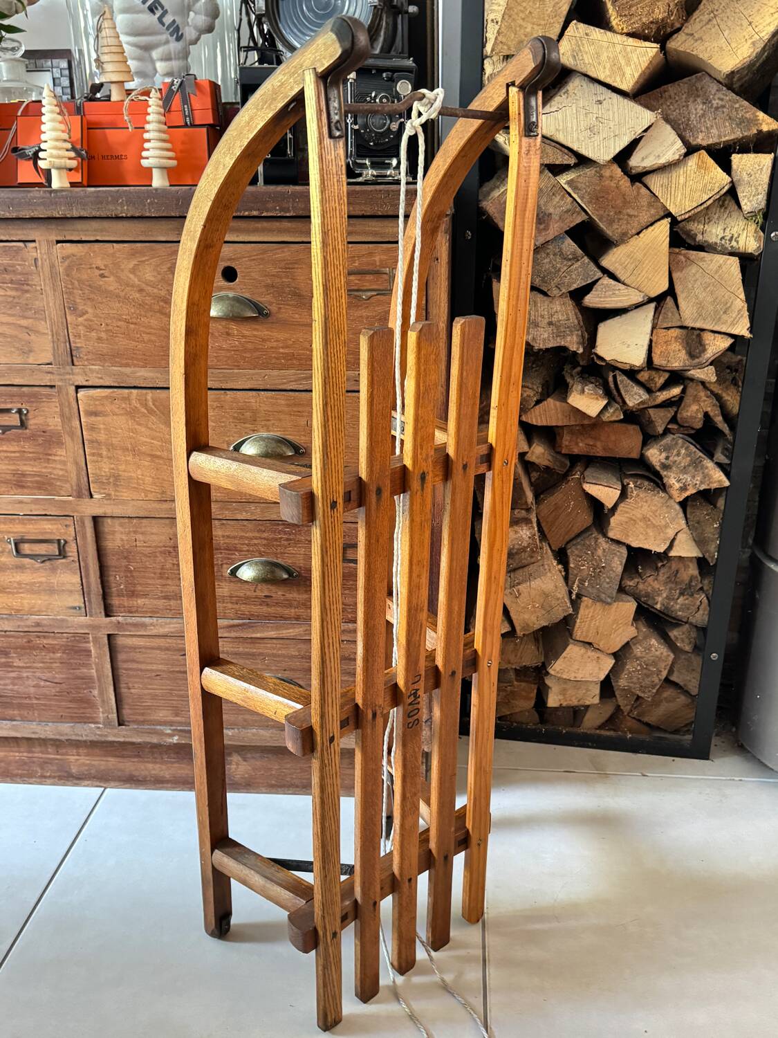 Old wooden sled Davos