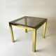Vintage 1970s Brass Smoked Glass Side Table, Hollywood Regency, Renato Zevi