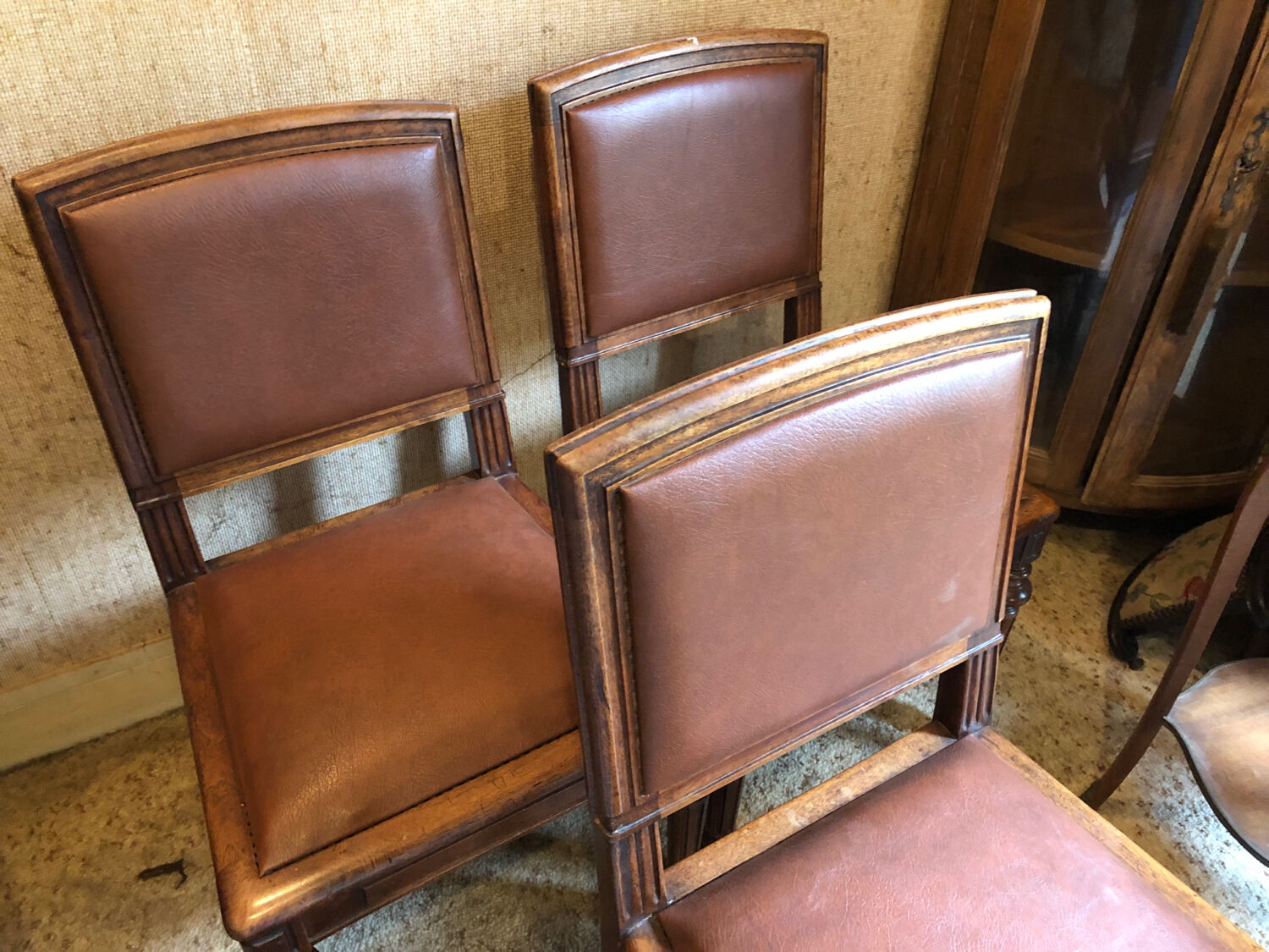 Leather and wood chairs