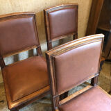 Leather and wood chairs