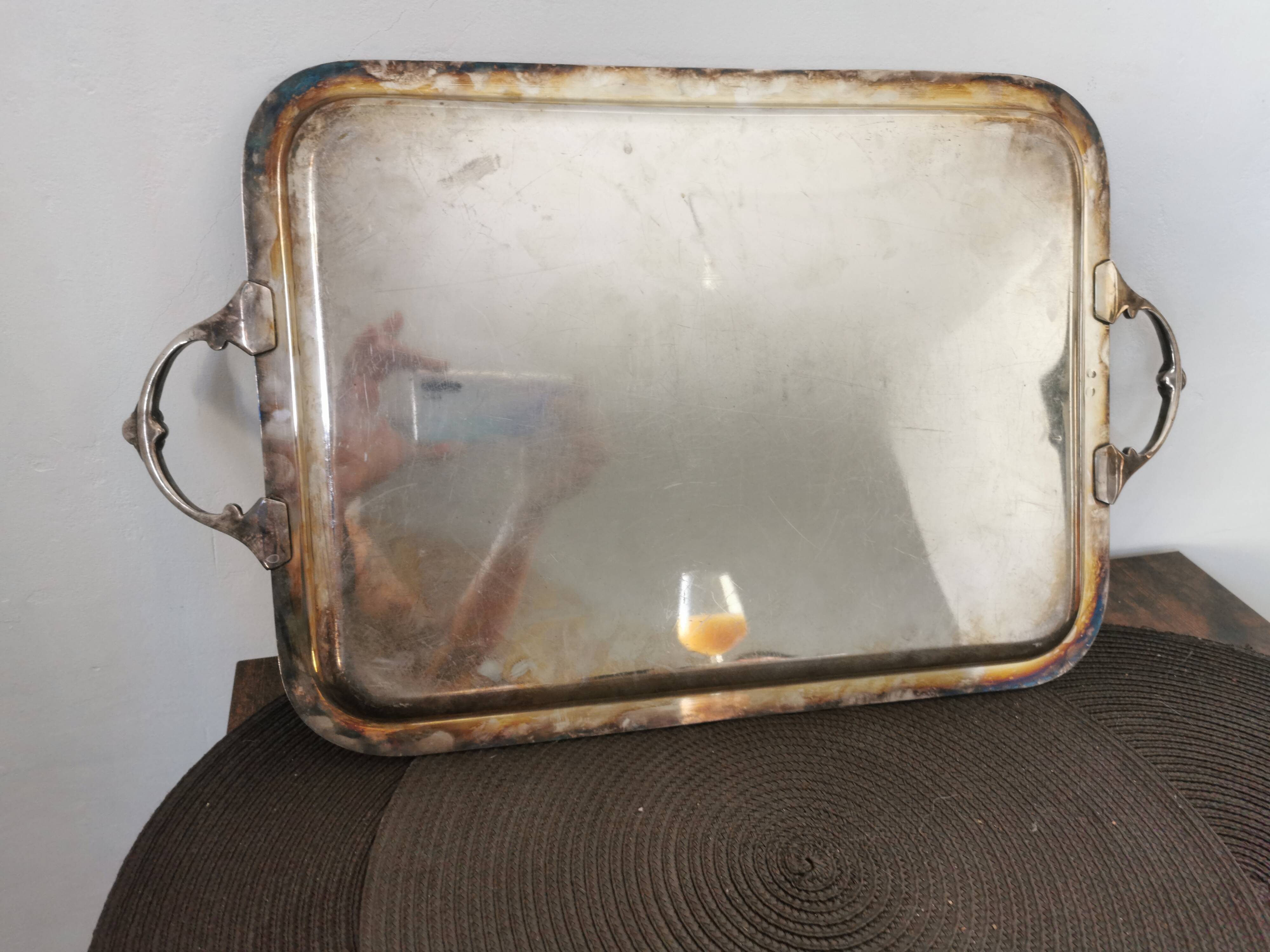 Silver metal tray
