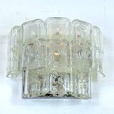 Vistosi manner, set of four clear murano glass elements sconces. Italy 1970s
