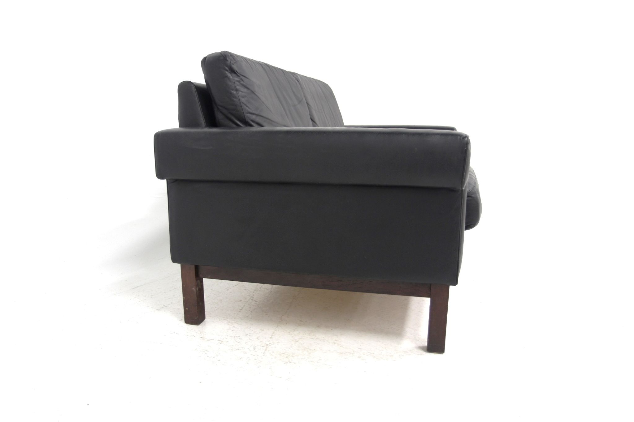 Scandinavian leather two-seater sofa, Sweden, 1950