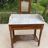 Marble dressing table and 1900 solid wood mirror
