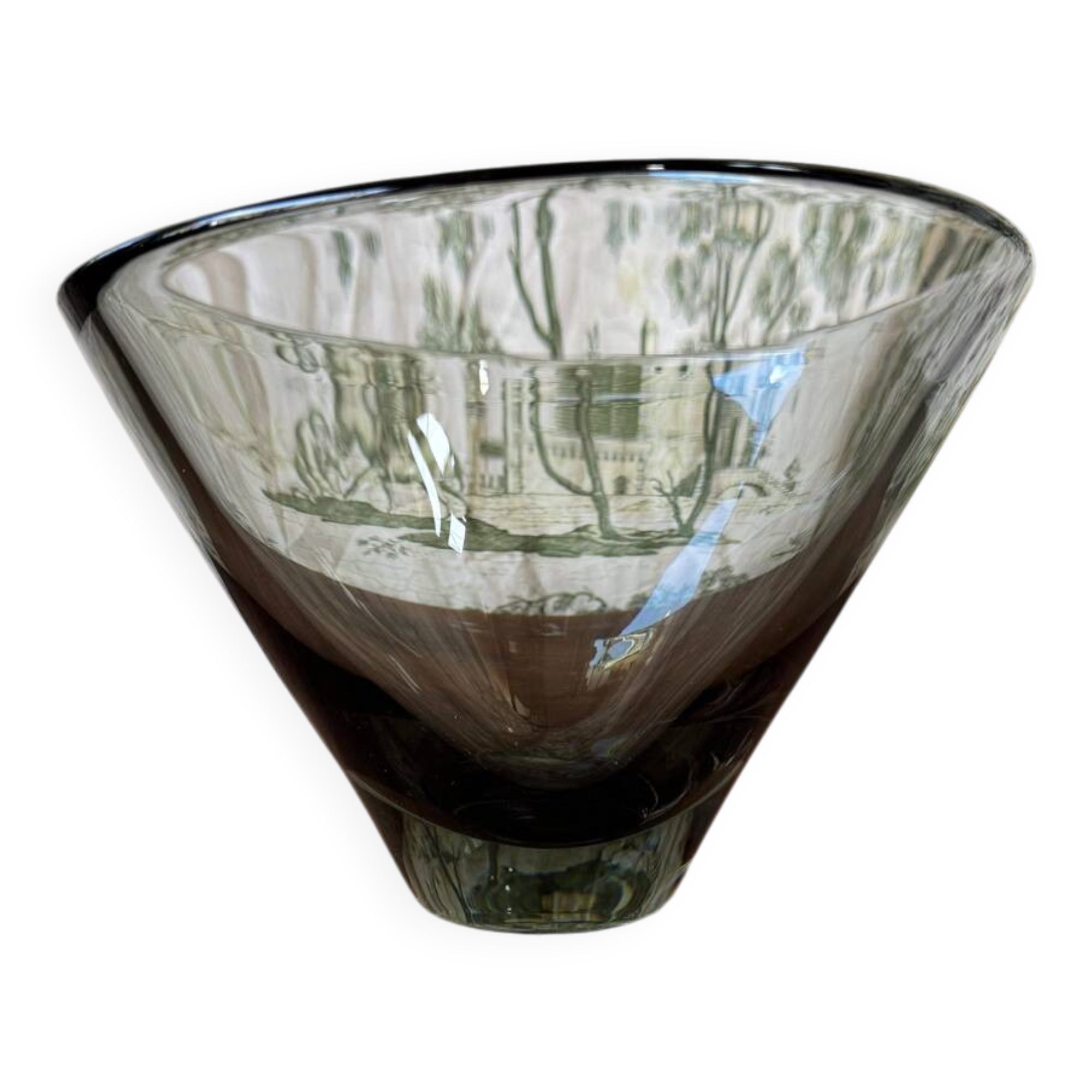 Large asymmetrical bowl designed by Per Lütken for Holmegaard