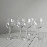 5 large clear crystal wine glasses