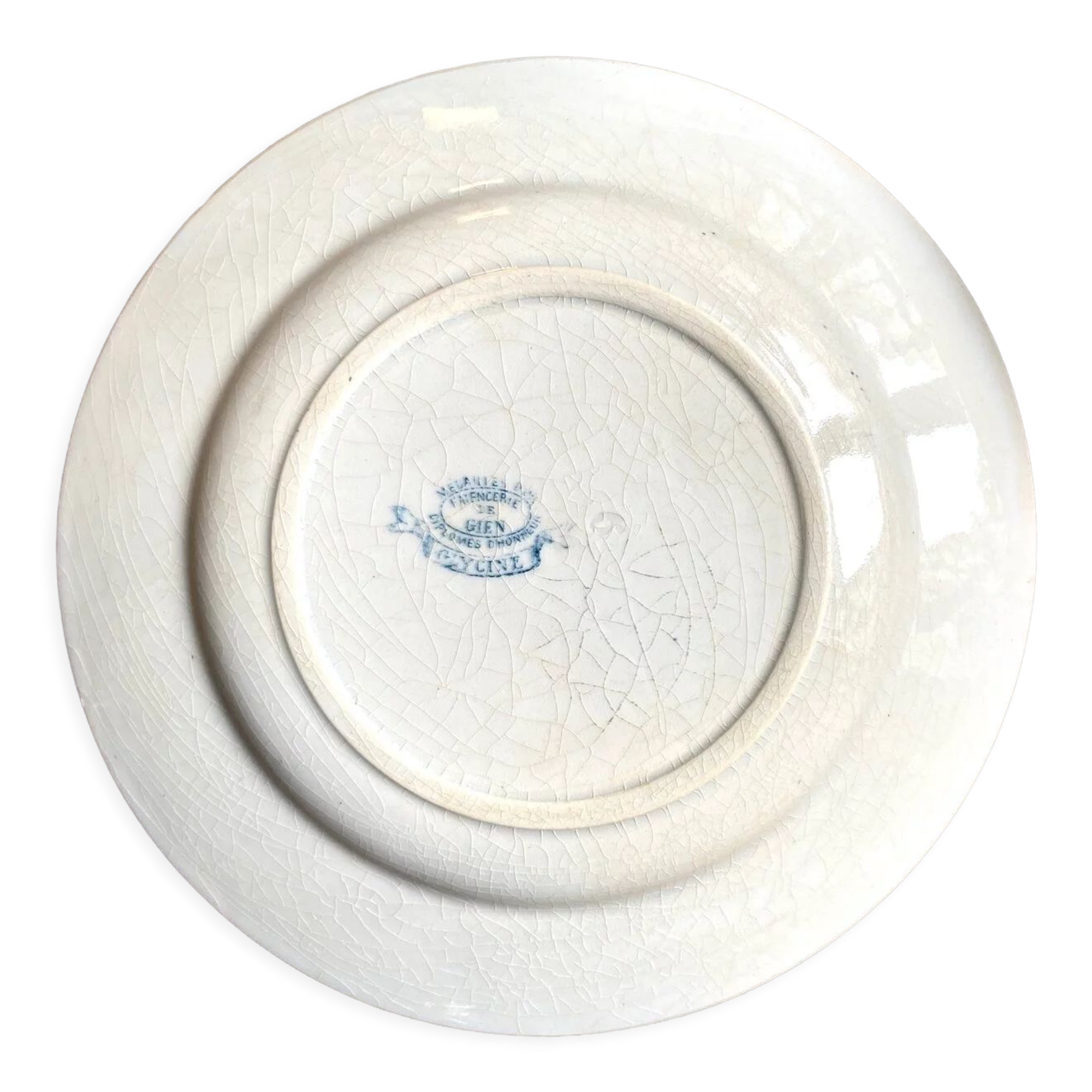 3 Gien dessert plates in iron earth, "Glycine" service around 1975
