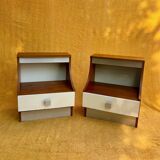Duo of illuminated bedside tables from the 1970s