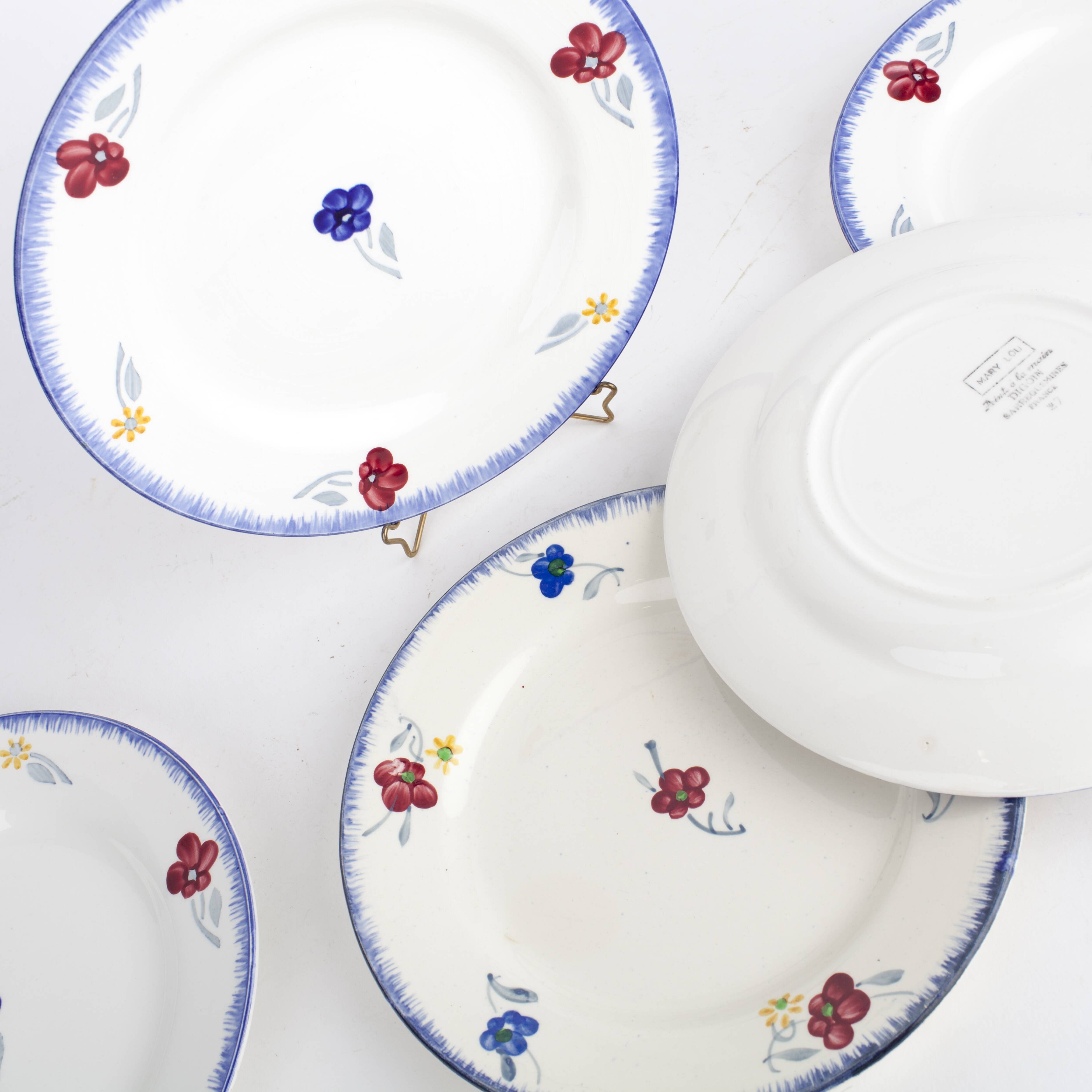 Lot of 5 dessert plates Mary - Lou Digoin Sarreguemines 1922-1965