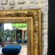 Fireplace mirror with pediment and pearl 178.5/151cm gold leaf, mercury