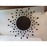 Sun mirror iron beveled mirror and diamond cabochons