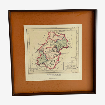 Old map of the Lot in its 66 x 66 Cm frame hand-delivered