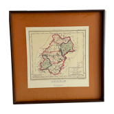 Carte ancienne du Lot dans son encadrement 66 x 66 Cm remise en main propre