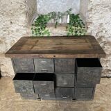 Metal and wood drawer unit