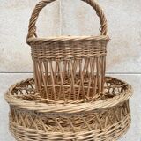 Vintage braided wicker basket-bar