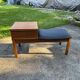 Vintage teak telephone bench with vinyl seat, 1960s