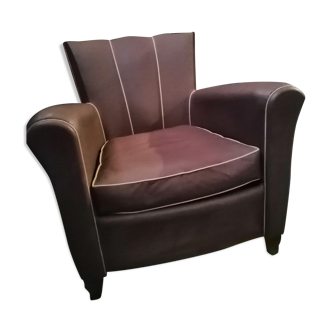 club chair skai whiskers 1950 1960 vintage background white brown