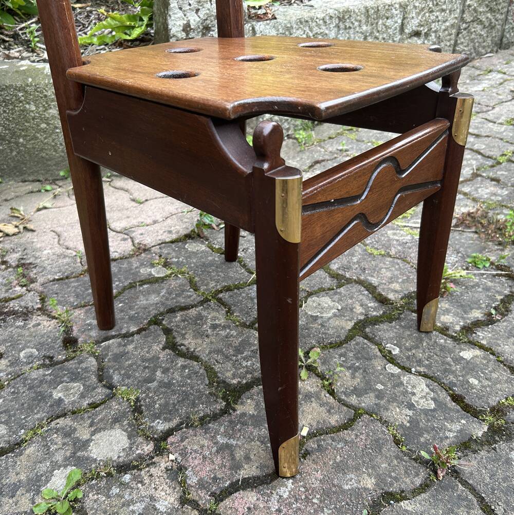 Vintage navy wood scriban chest of drawers and chair