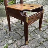 Commode scriban de marine bois laiton vintage et sa chaise