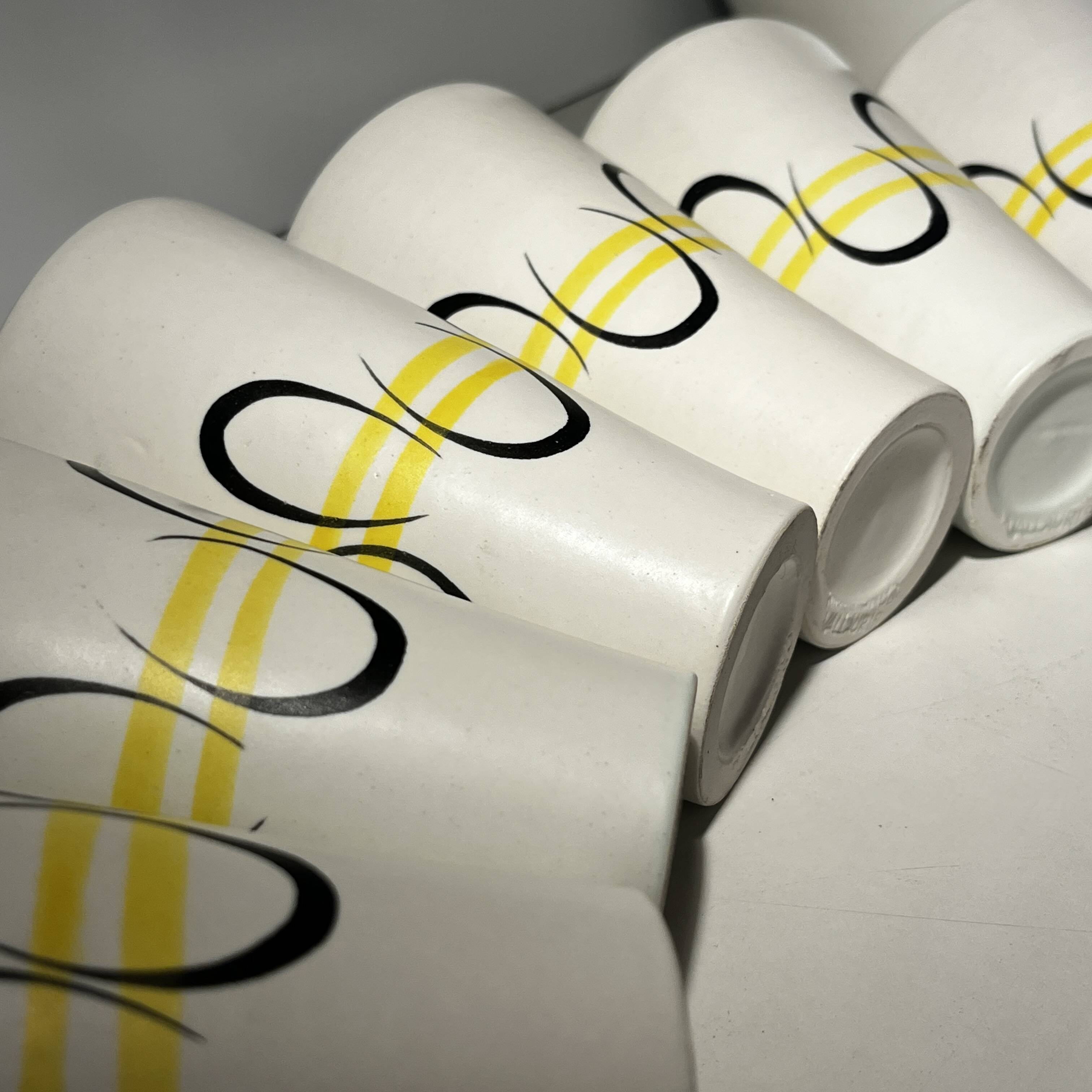 Andre baud for vallauris, ceramic jug and 6 glasses set, ca 1960