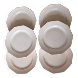 6 assiettes à dessert vintage faïence rose pâle – Forme octogonale