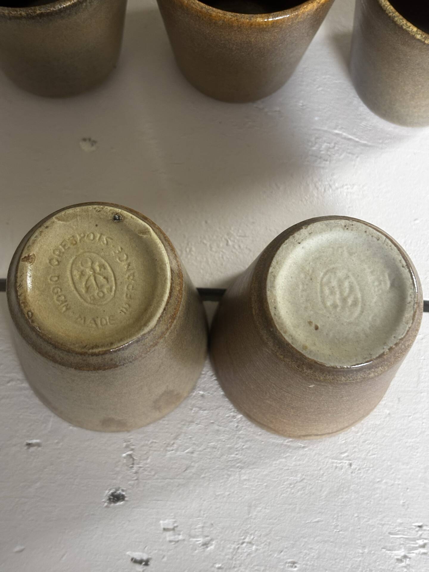 Set of 5 Digoin stoneware tumblers