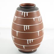 1950s Ceramic Vase with Brown & Black Drip Glaze