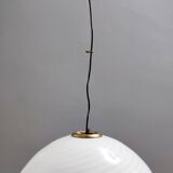 Suspension réglable en verre de Murano blanc et laiton brossé par VeArt