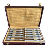 Box of 12 dessert knives – Silver-plated metal and stainless steel