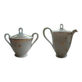 Théière et sucrier en porcelaine de Limoges dorée Chastagner & Cie